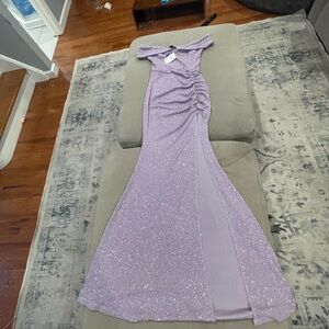 Elegant Lavender Off-Shoulder Prom Dress